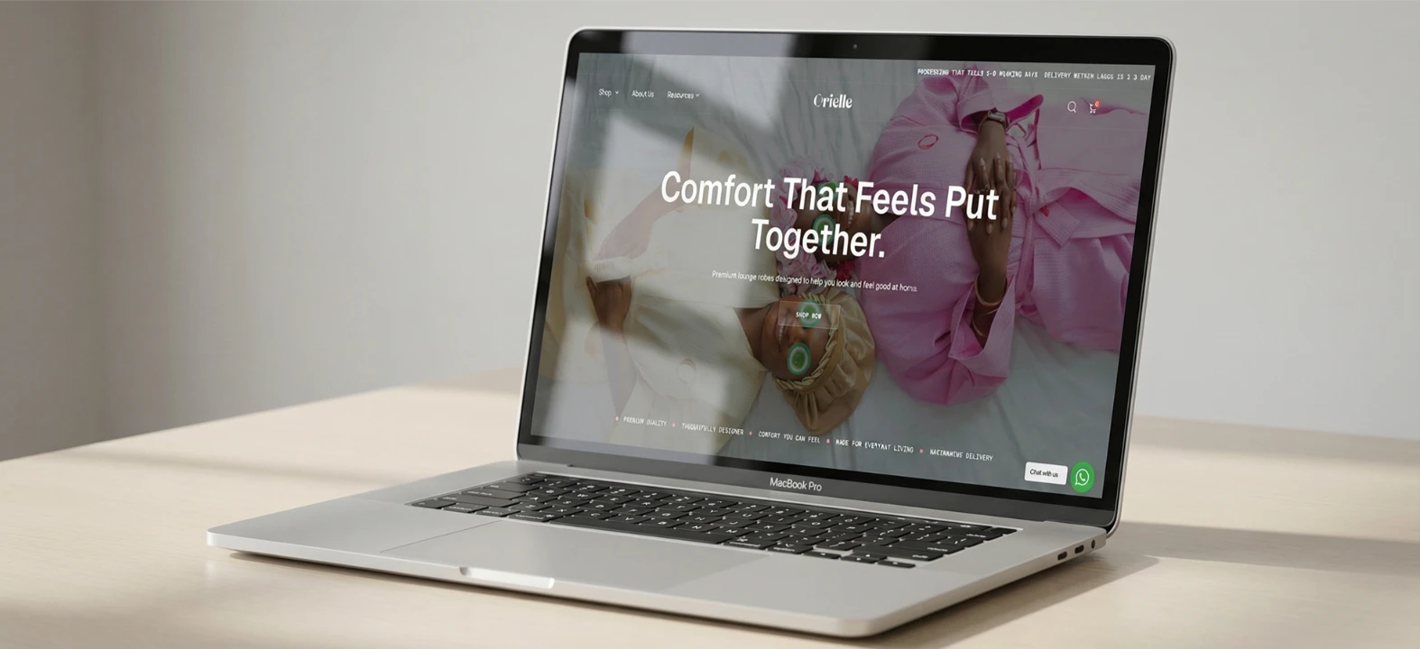 Orielle luxury brand website design Nigeria