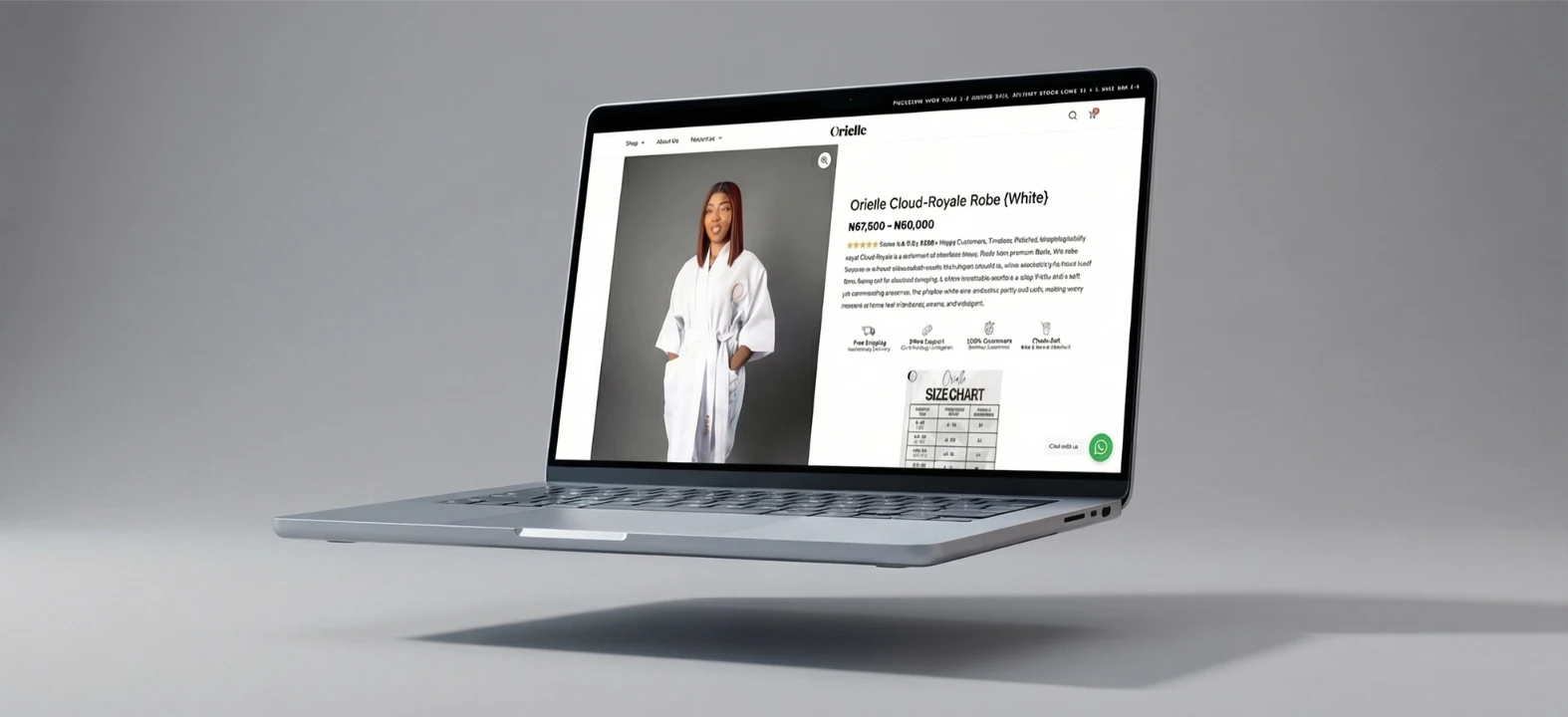 Orielle luxury brand website design Nigeria