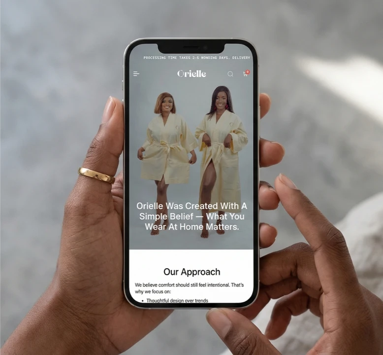 Orielle luxury brand website design Nigeria