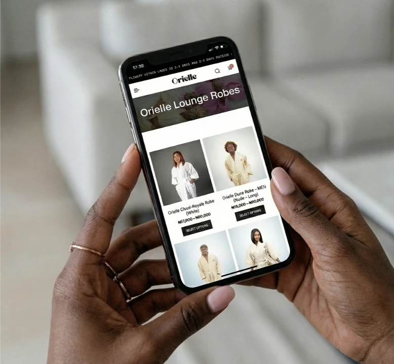 Orielle luxury brand website design Nigeria
